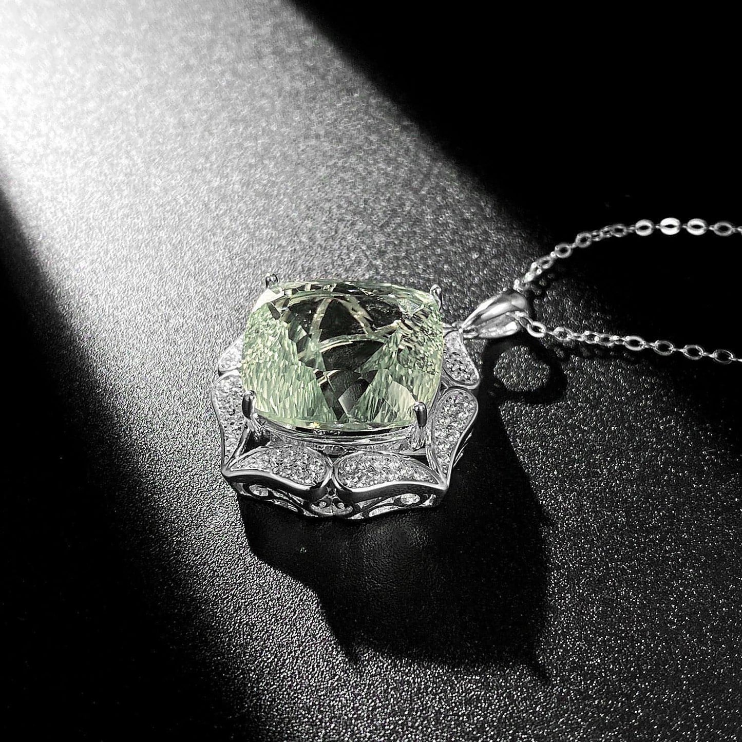 Luxury Sweater Chain Femininity S925 Silver Set Large Natural Green